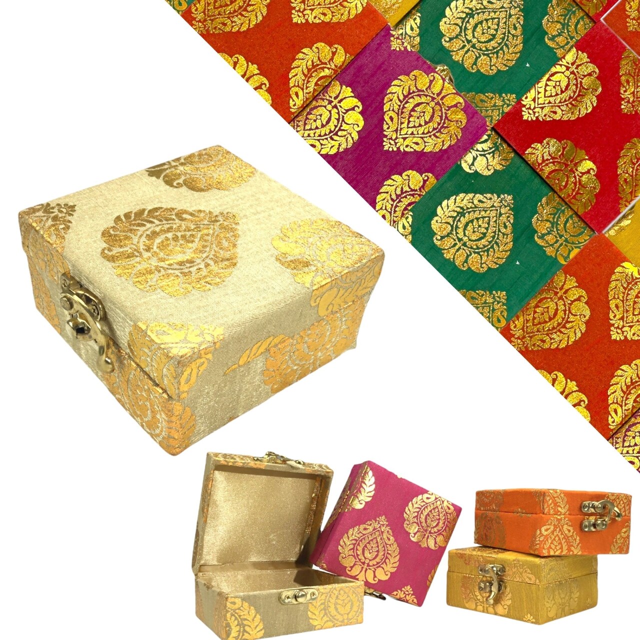 Small Handmade Jewelry Box Brocade Gift Boxes Favor for Indian Pakistani Punjabi Wedding, Nikah Favor, Mehndi Favors, for Girls